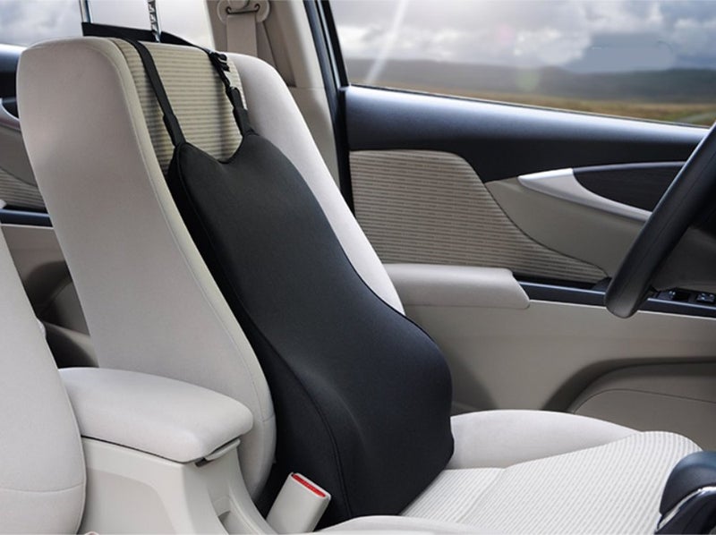 Tektrum Orthopedic Entire Back Support Full Lumbar Cushion for Car & Headrest Neck Pillow Kit - Ergonomic Thick 3D Design Fit Body Curve - Back, Neck Pain Relief, Improve Posture -Black (012011-A) - Image 4